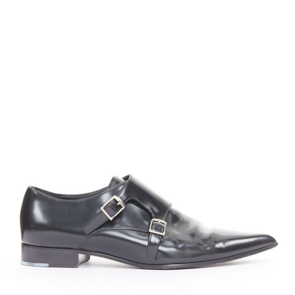 Christian Dior Swing Black Leather Double Buckle Shoes